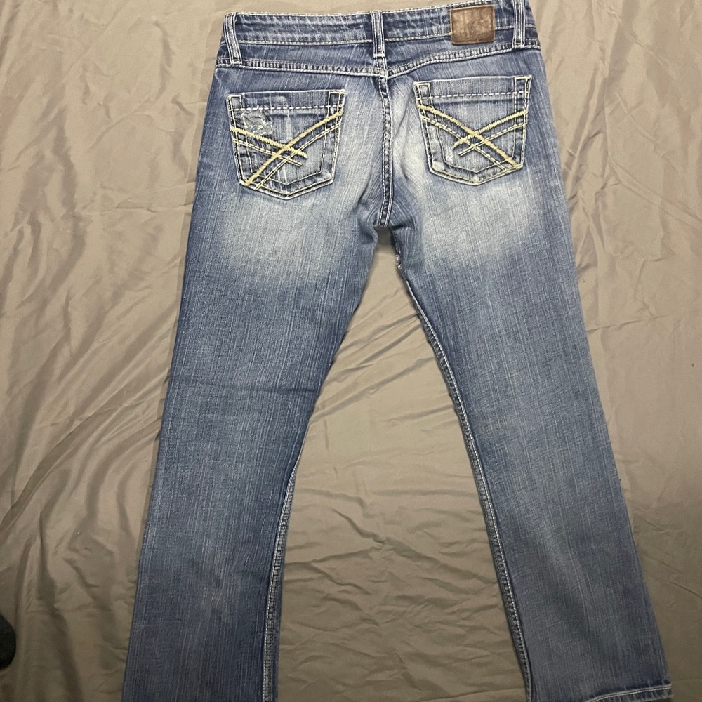 Women's Blue Distressed Jeans - Picture 4 of 5